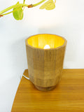 Exceptional 70s wooden DANISH TABLE LAMP, fabulous wood grain pattern