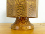 Exceptional 70s wooden DANISH TABLE LAMP, fabulous wood grain pattern