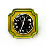 Fancy 70s green yellow brown ceramic relief WALL CLOCK Clock by JUNGHANS
