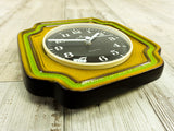 Fancy 70s green yellow brown ceramic relief WALL CLOCK Clock by JUNGHANS