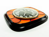 Fabulous orange red brown 1970s ceramic WALL CLOCK by Pallas, Westgermany