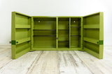 Large moss green 70s BATHROOM MEDICINE CABINET, two doors + locks with keys