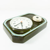 Deep moss green 1970s ceramic WALL CLOCK with extra timer by KIENZLE Westgermany