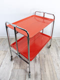 1960s iconic midcentury FOLDING BAR CART with bright red Formica trays