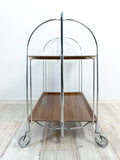 Iconic 1960s FOLDING BAR CART by Bremshey Westgermany, walnut bentwood chrome