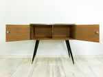 1950s wooden CREDENZA SIDEBOARD cabinet Westgermany, real glass top