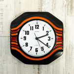 Funky black orange red 1970s Ceramic WALL CLOCK by Staiger Westgermany
