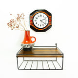 Funky black orange red 1970s Ceramic WALL CLOCK by Staiger Westgermany
