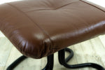 1970s upholstered chestnut brown Danish LEATHER FOOTSTOOL OTTOMAN