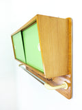 Green brown 1950s wooden midcentury kitchen wall CABINET CUPBOARD