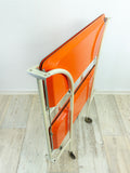 Iconic orange white 1970s midcentury FOLDING BAR CART serving trolley
