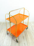 Iconic orange golden 1970s FOLDABLE BAR CART 'Dinett' by Bremshey