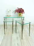 Set of three French 1970s GLASS NESTING TABLES modern empire style