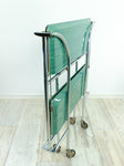 Iconic 1970s ocean-green faux-wood FOLDING BAR CART 'Dinett'