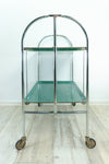 Iconic 1970s ocean-green faux-wood FOLDING BAR CART 'Dinett'