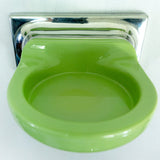 Set of six 1970s green BATHROOM shelves CABINET soap dish, stainless steel plastic