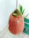 New rewired! Lovely 1950s GLASS PENDANT LAMP, red white milk glass