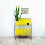 Iconic bright yellow 1970s FOLDABLE SERVING TROLLEY Dinett by Bremshey