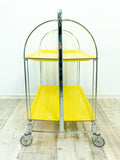 Iconic bright yellow 70s FOLDABLE TROLLEY bar cart Dinett by Bremshey