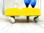 Bold yellow 1970s bar cart TROLLEY with TWO TRAYS and chromed struts