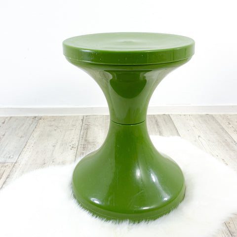 Original 1970s midcentury OUTDOOR or INDOOR Plastic STOOL dark green