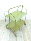 Green 1970s FOLDABLE BAR CART 'Dinett' by Bremshey,  Viennese Braid Formica trays