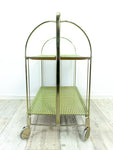 Green 1970s FOLDABLE BAR CART 'Dinett' by Bremshey,  Viennese Braid Formica trays