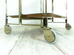 Green 1970s FOLDABLE BAR CART 'Dinett' by Bremshey,  Viennese Braid Formica trays