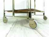 Green 1970s FOLDABLE BAR CART 'Dinett' by Bremshey,  Viennese Braid Formica trays
