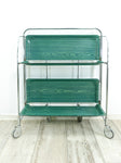 Perfect Ocean-Green 1970s FOLDABLE BAR CART 'Dinett' by Bremshey Westgermany