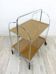 Light Oak 1970s Midcentury FOLDING BAR CART 'Dinett' by Bremshey Westgermany