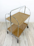 Light Oak 1970s Midcentury FOLDING BAR CART 'Dinett' by Bremshey Westgermany