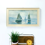 Framed VINTAGE SEASCAPE PRINT of a midcentury oil painting, ca. 1960s