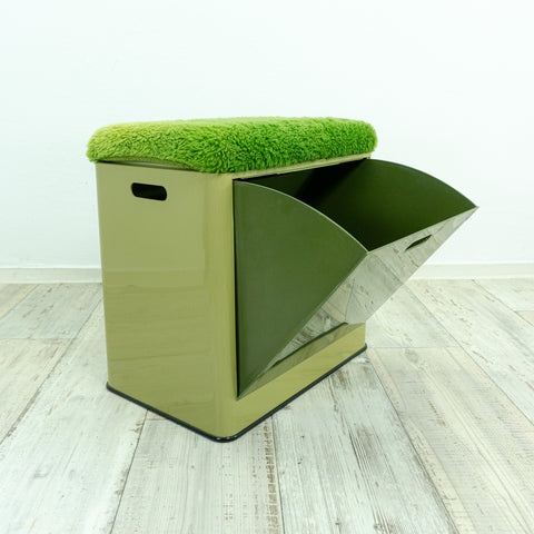 Bicolor Green 70s Vintage BATHROOM LAUNDRY BOX Stool By Emsa Westgermany