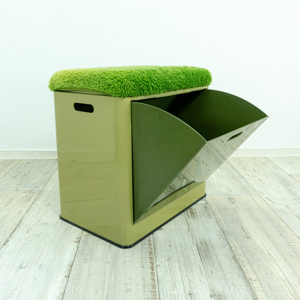 Bicolor Green 70s Vintage BATHROOM LAUNDRY BOX Stool, Emsa