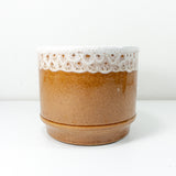 Caramel-Brown White 1960s CERAMIC PLANTER POT 624-16 by Strehla GDR