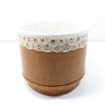 Caramel-Brown White 1960s CERAMIC PLANTER POT 624-16 by Strehla GDR