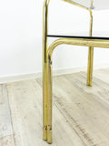 Square 1970s smoked GLASS GOLDEN CHROME coffee table with two tiers