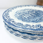 MYOTTS COUNTRY LIFE blue, Set of 4 Soup Plates, Fine Staffordshire Tableware England
