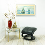 Large 1970s Danish Design Midcentury LEATHER LOUNGE OTTOMAN Footstool