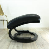Large 1970s Danish Design Midcentury LEATHER LOUNGE OTTOMAN Footstool