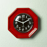 1970s Square RED CERAMIC MIDCENTURY Wall Clock Westgermany by Europa