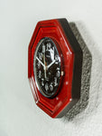 1970s Square RED CERAMIC MIDCENTURY Wall Clock Westgermany by Europa