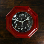 1970s Square RED CERAMIC MIDCENTURY Wall Clock Westgermany by Europa