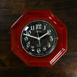 1970s Square RED CERAMIC MIDCENTURY Wall Clock Westgermany by Europa