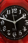 1970s Square RED CERAMIC MIDCENTURY Wall Clock Westgermany by Europa