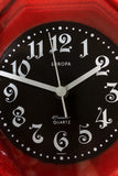 1970s Square RED CERAMIC MIDCENTURY Wall Clock Westgermany by Europa