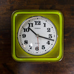 1970s Ceramic MIDCENTURY WALL CLOCK by Dugena Westgermany green yellow
