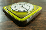 1970s Ceramic MIDCENTURY WALL CLOCK by Dugena Westgermany green yellow
