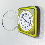 1970s Ceramic MIDCENTURY WALL CLOCK by Dugena Westgermany green yellow